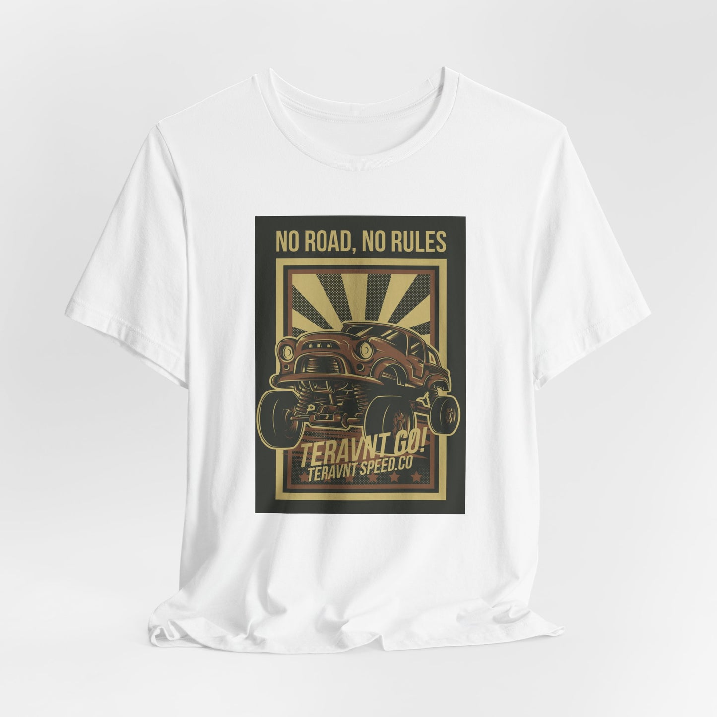 Copy of Off-Road Garage. White W/Teal T-Shirt by Teravnt.