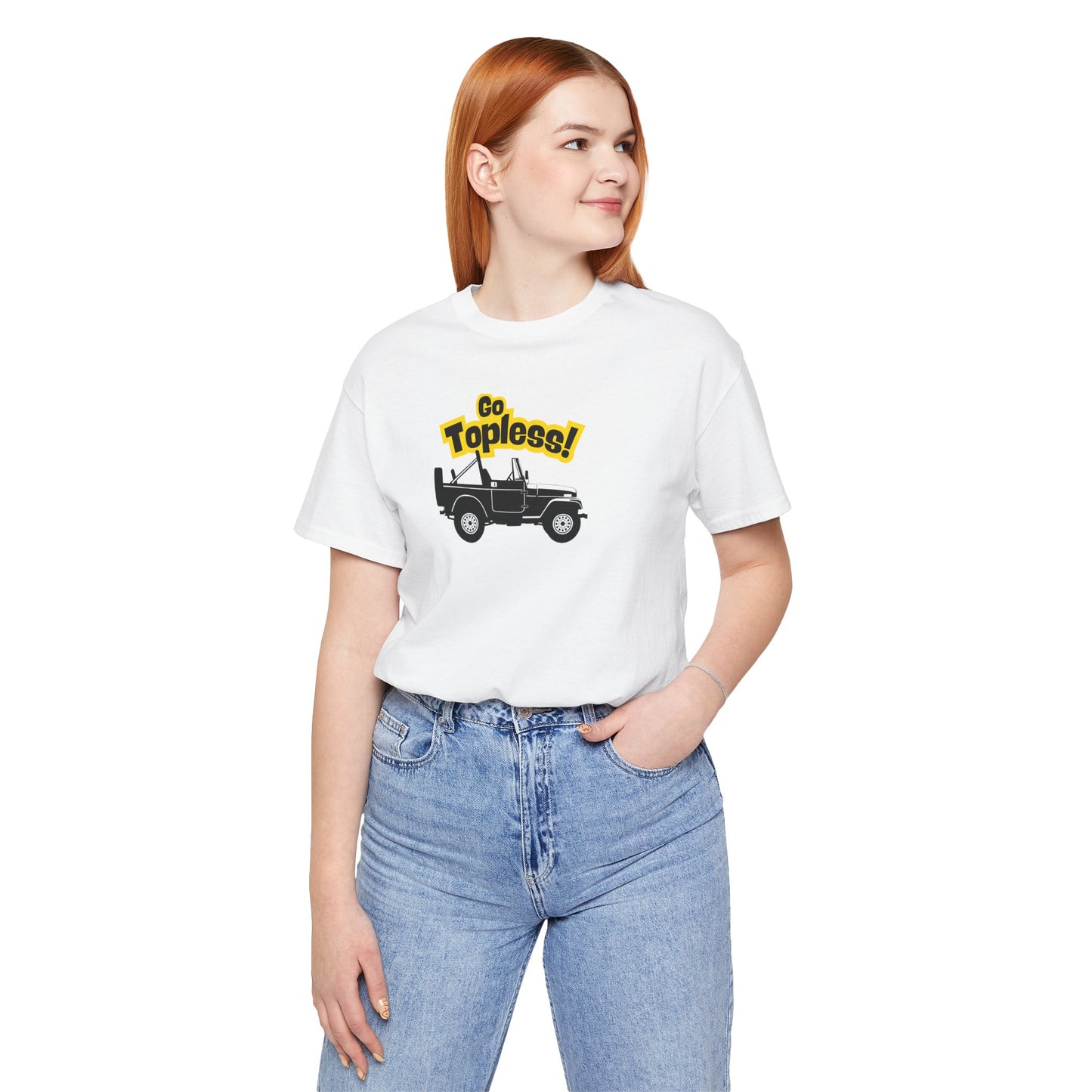 Go Topless. White T-Shirt by Teravnt.