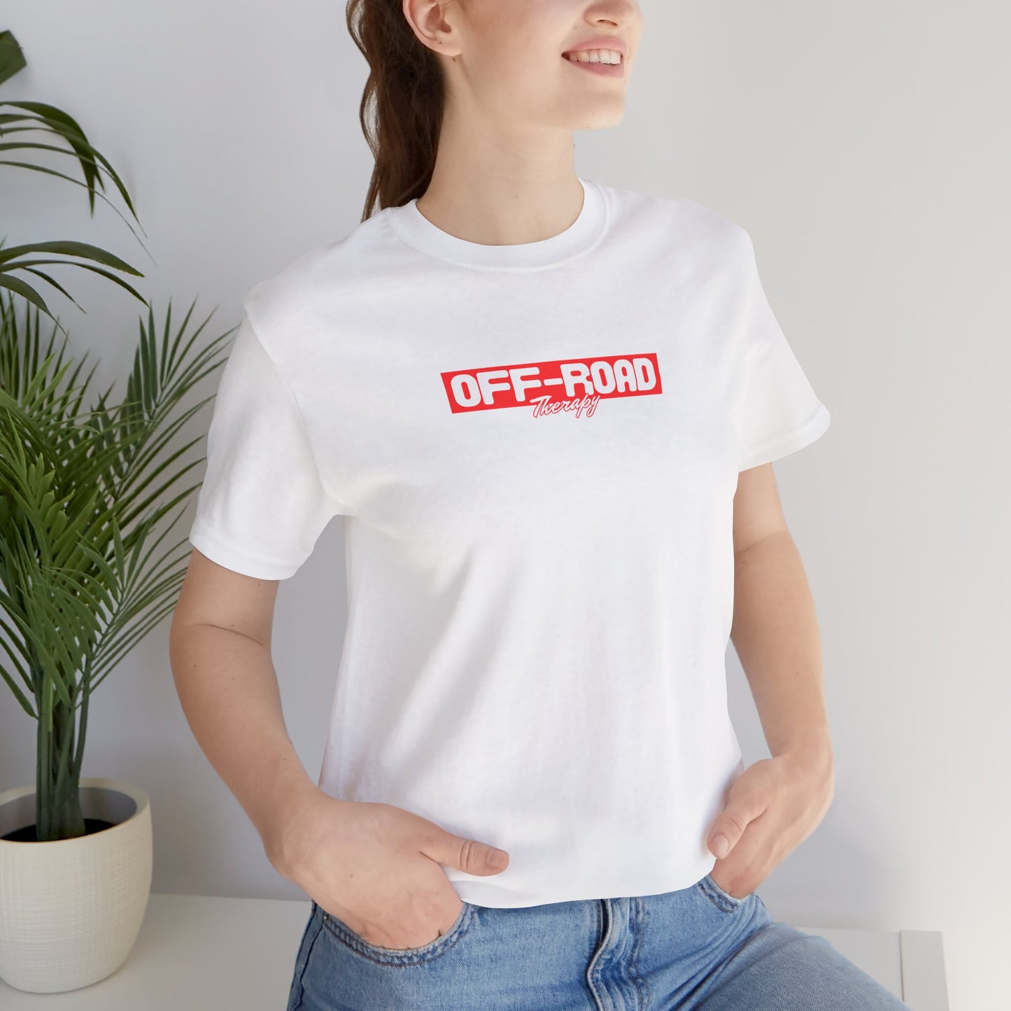 Off-Road Therapy. White W/Red T-Shirt by Teravnt.