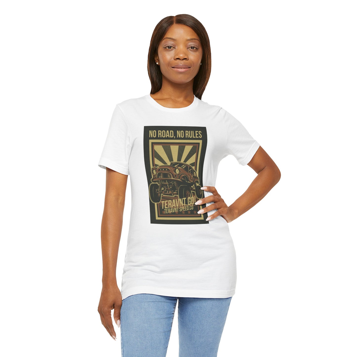 Copy of Off-Road Garage. White W/Teal T-Shirt by Teravnt.