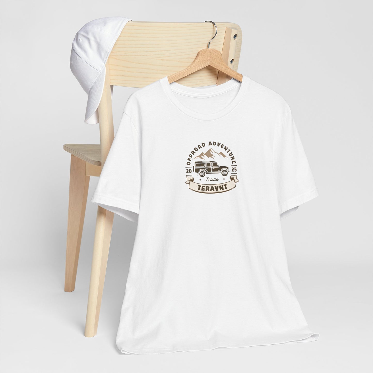 Adventure. White W/Tan T-Shirt by Teravnt.