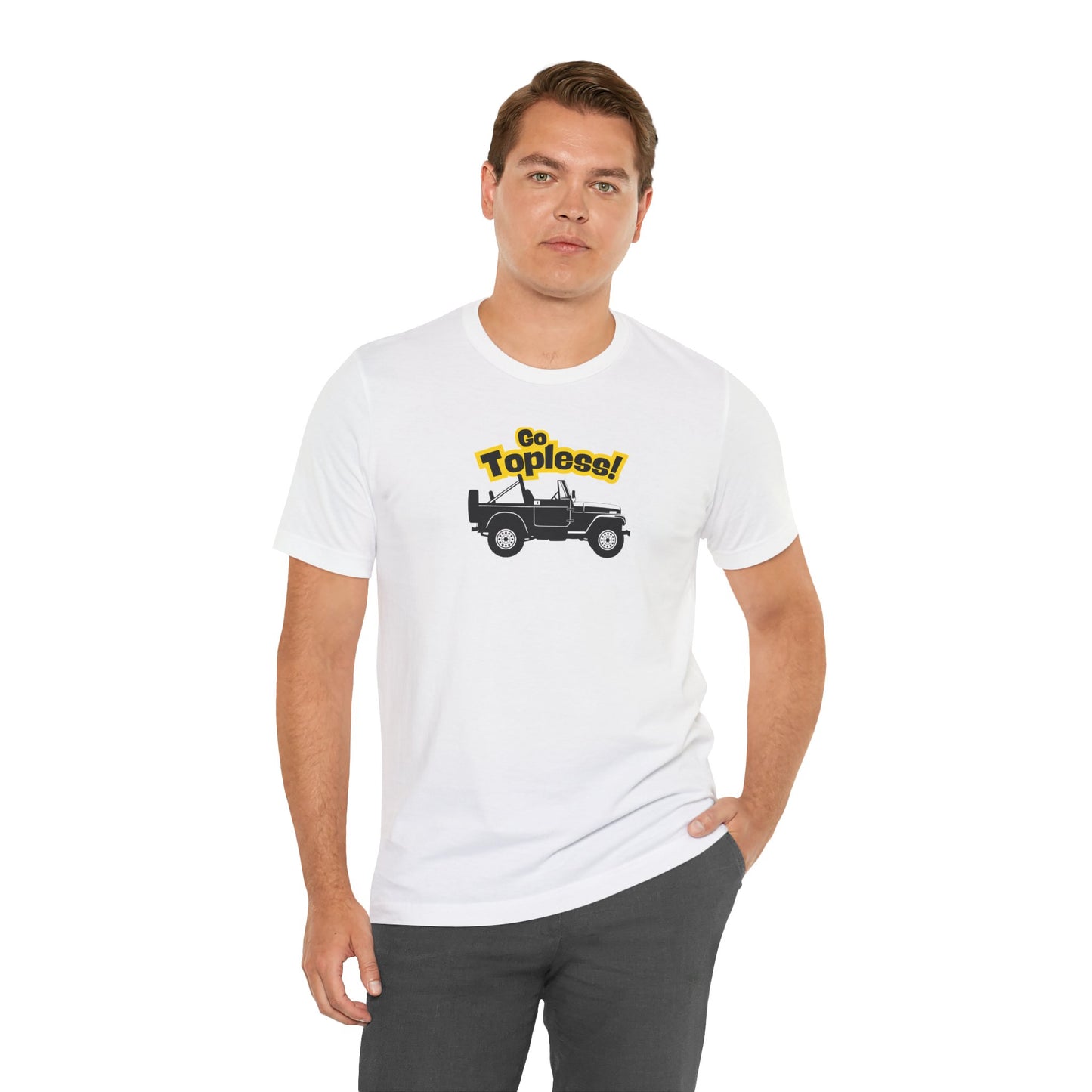 Go Topless. White T-Shirt by Teravnt.