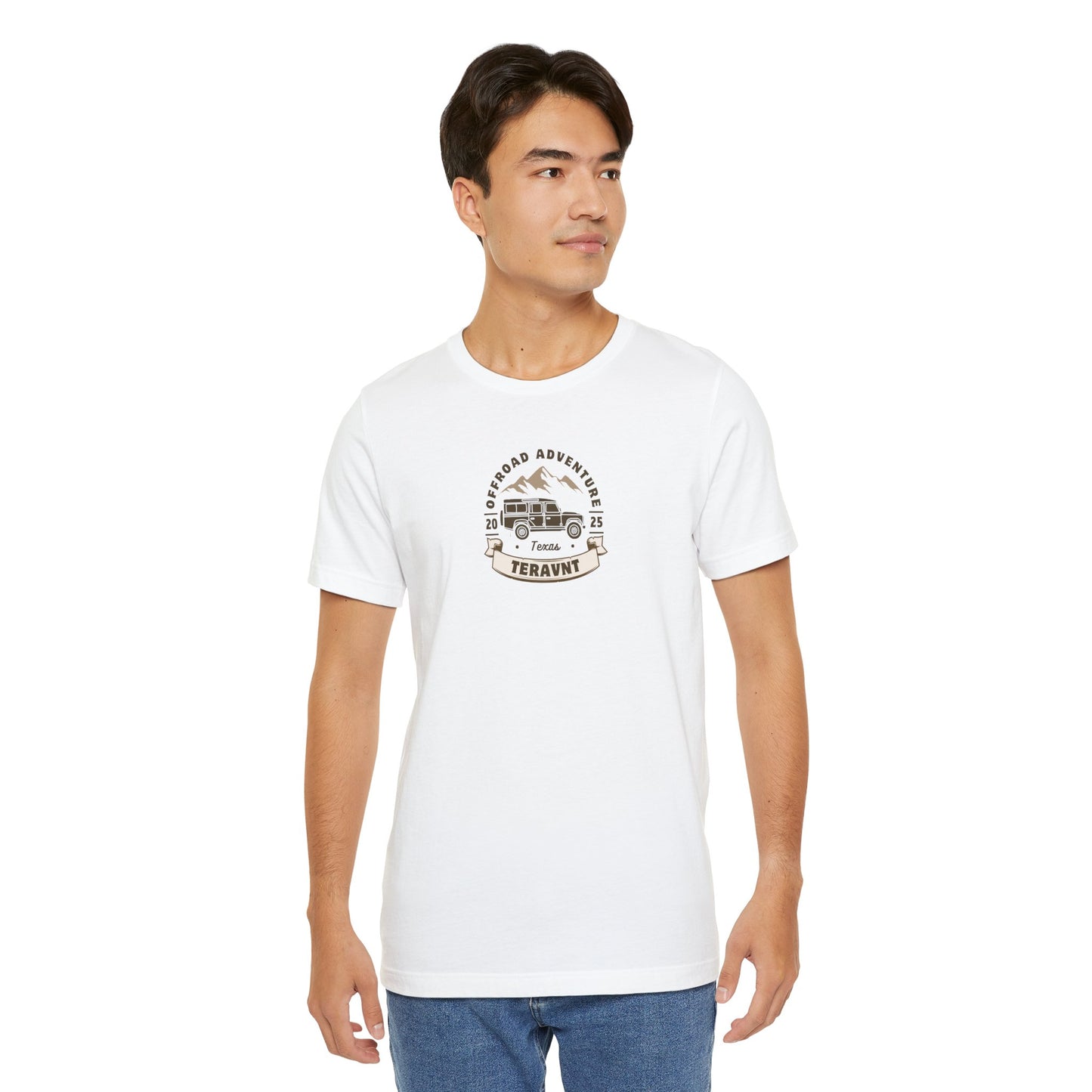 Adventure. White W/Tan T-Shirt by Teravnt.