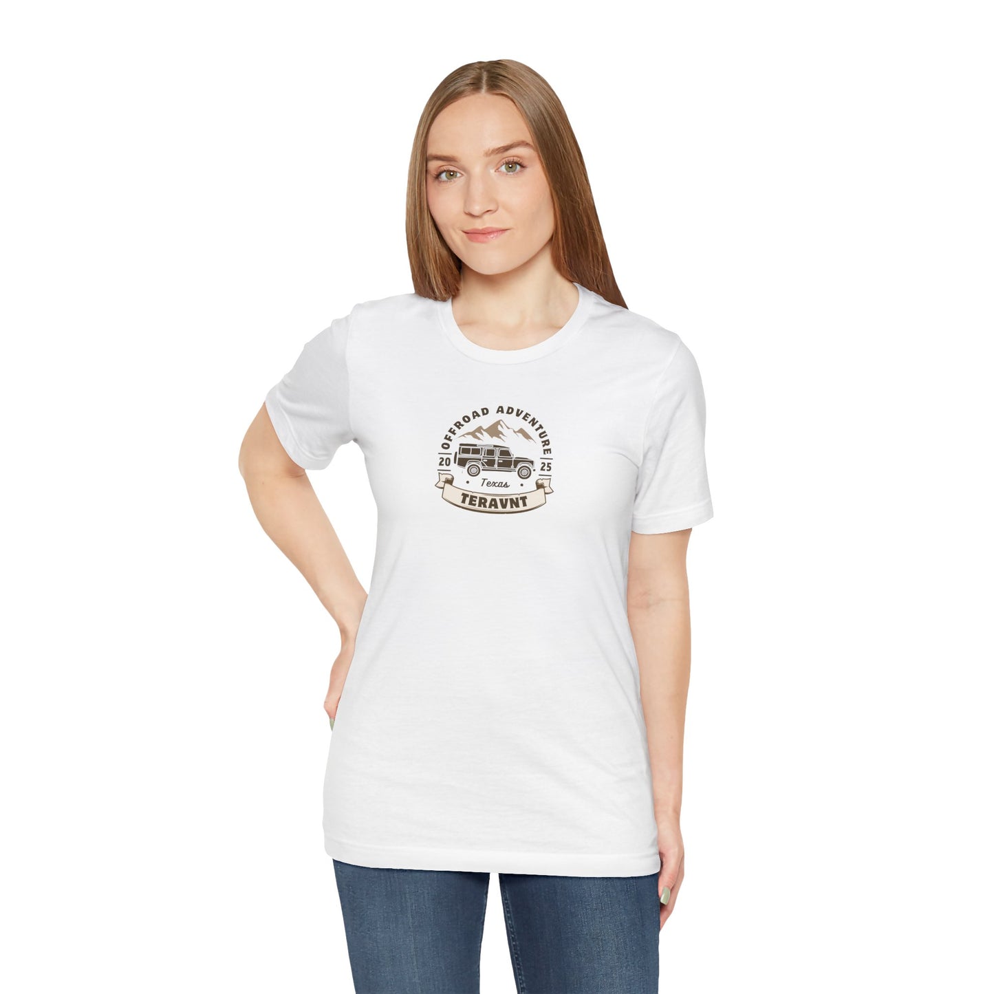 Adventure. White W/Tan T-Shirt by Teravnt.