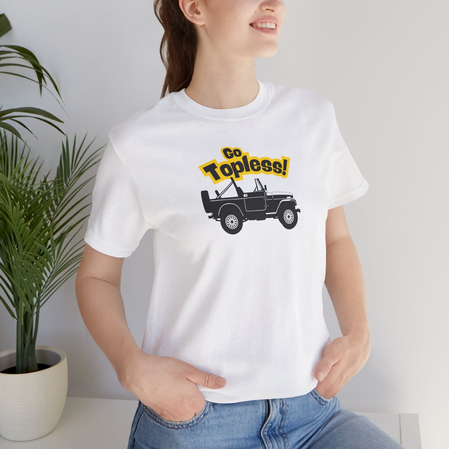 Go Topless. White T-Shirt by Teravnt.