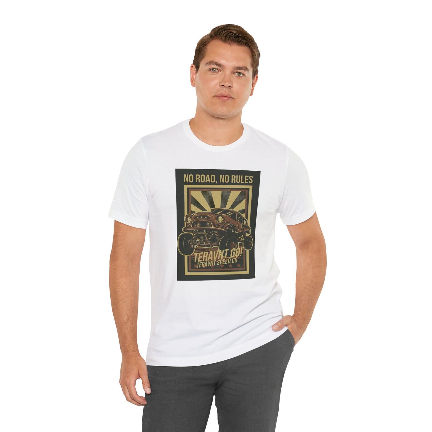 Copy of Off-Road Garage. White W/Teal T-Shirt by Teravnt.