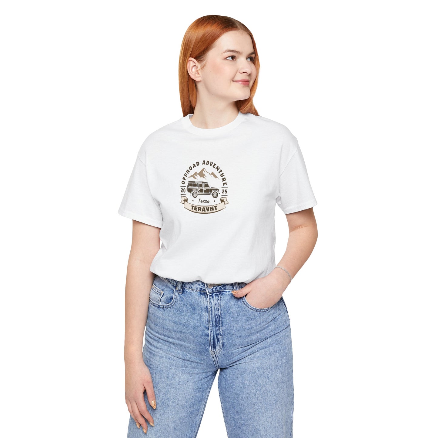 Adventure. White W/Tan T-Shirt by Teravnt.