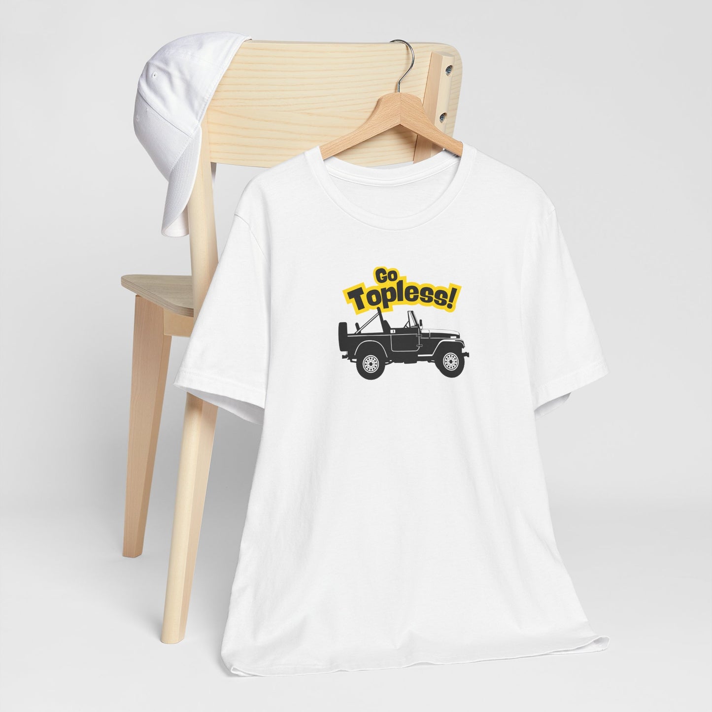Go Topless. White T-Shirt by Teravnt.