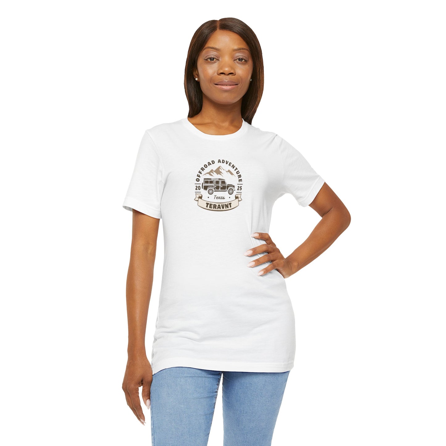 Adventure. White W/Tan T-Shirt by Teravnt.