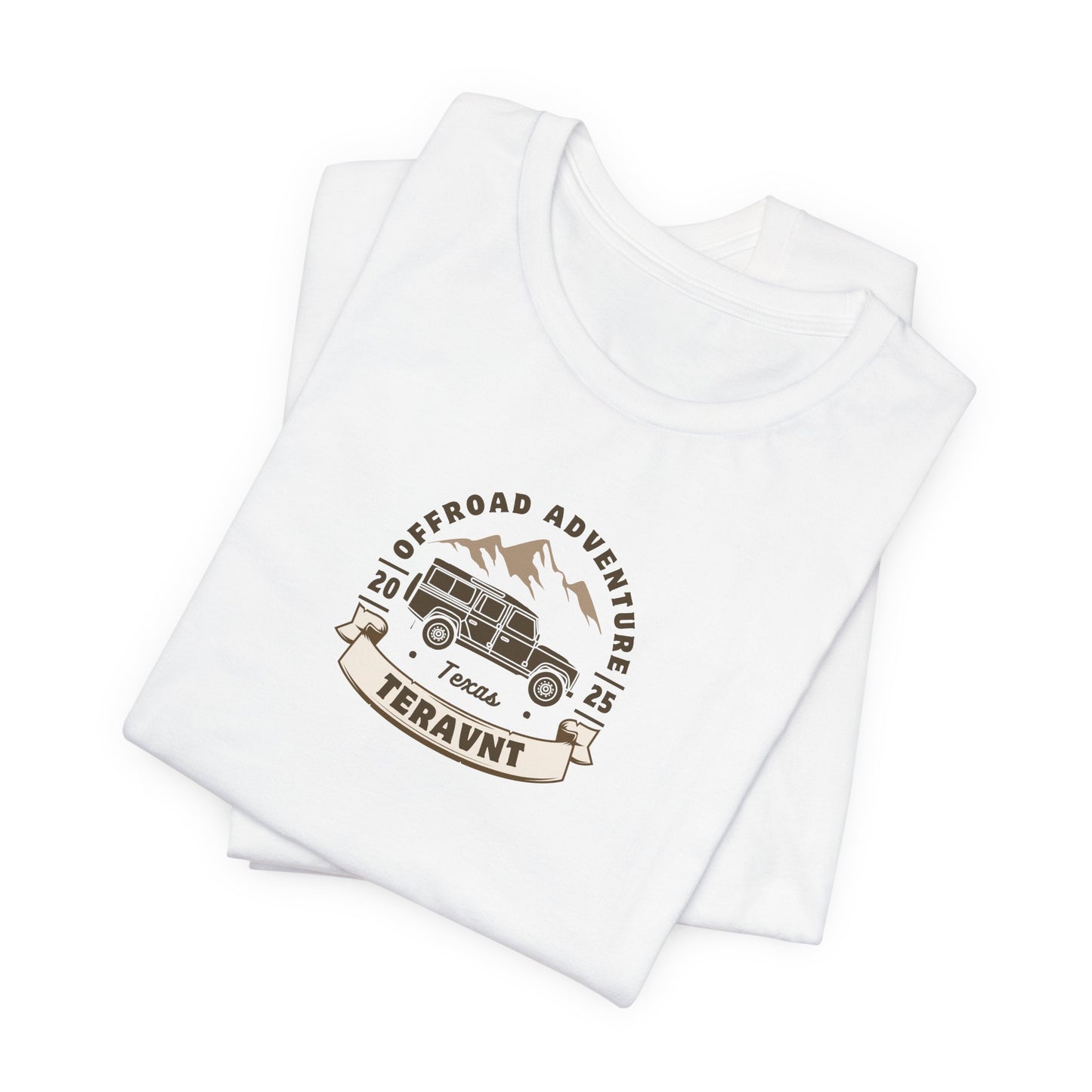 Adventure. White W/Tan T-Shirt by Teravnt.