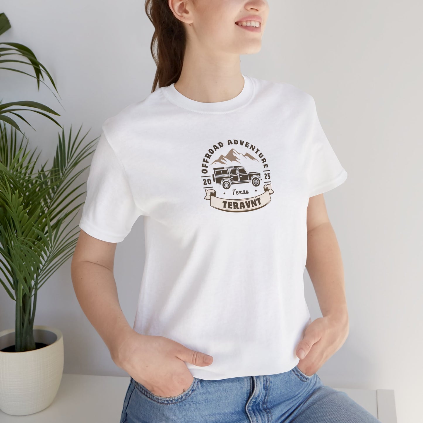 Adventure. White W/Tan T-Shirt by Teravnt.