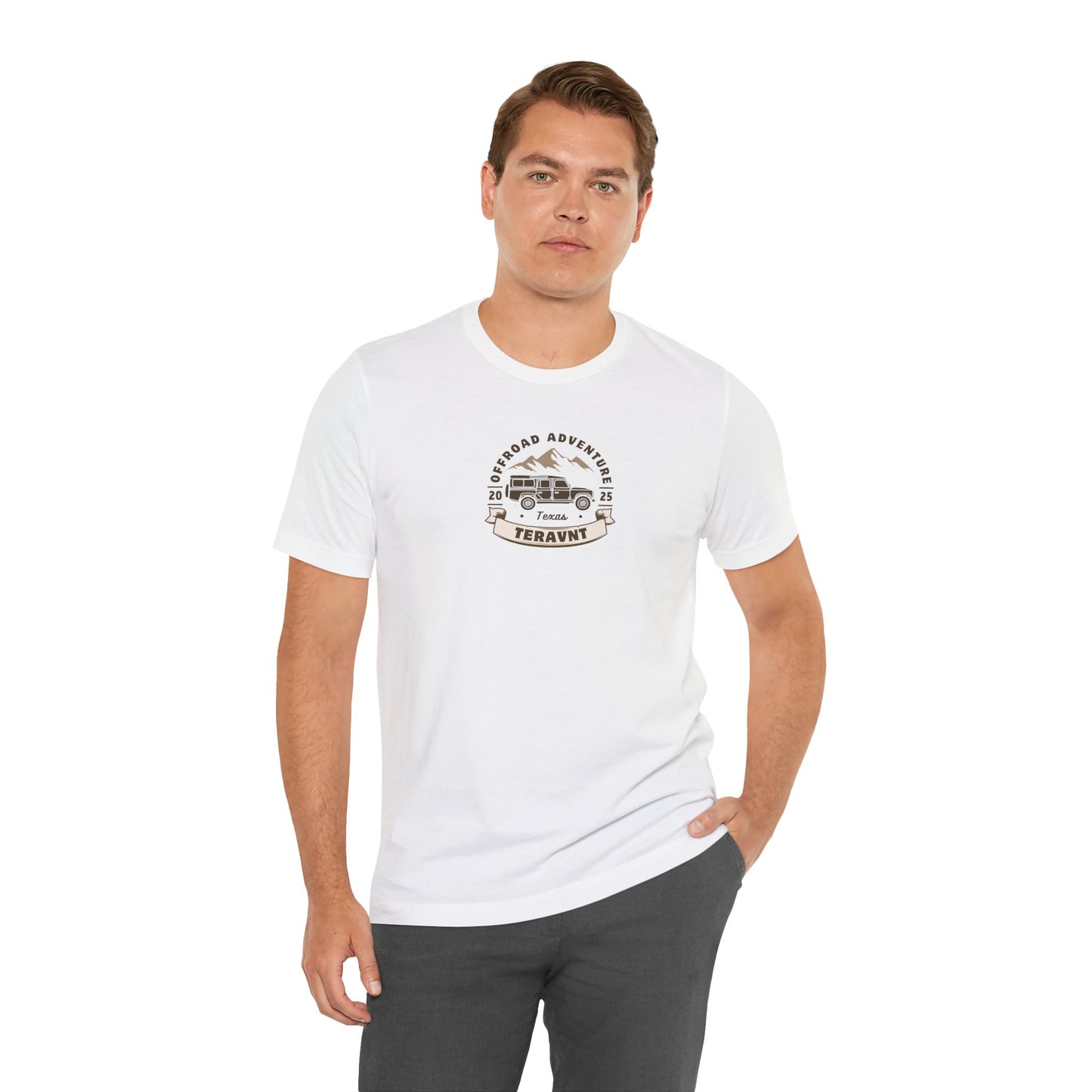 Adventure. White W/Tan T-Shirt by Teravnt.