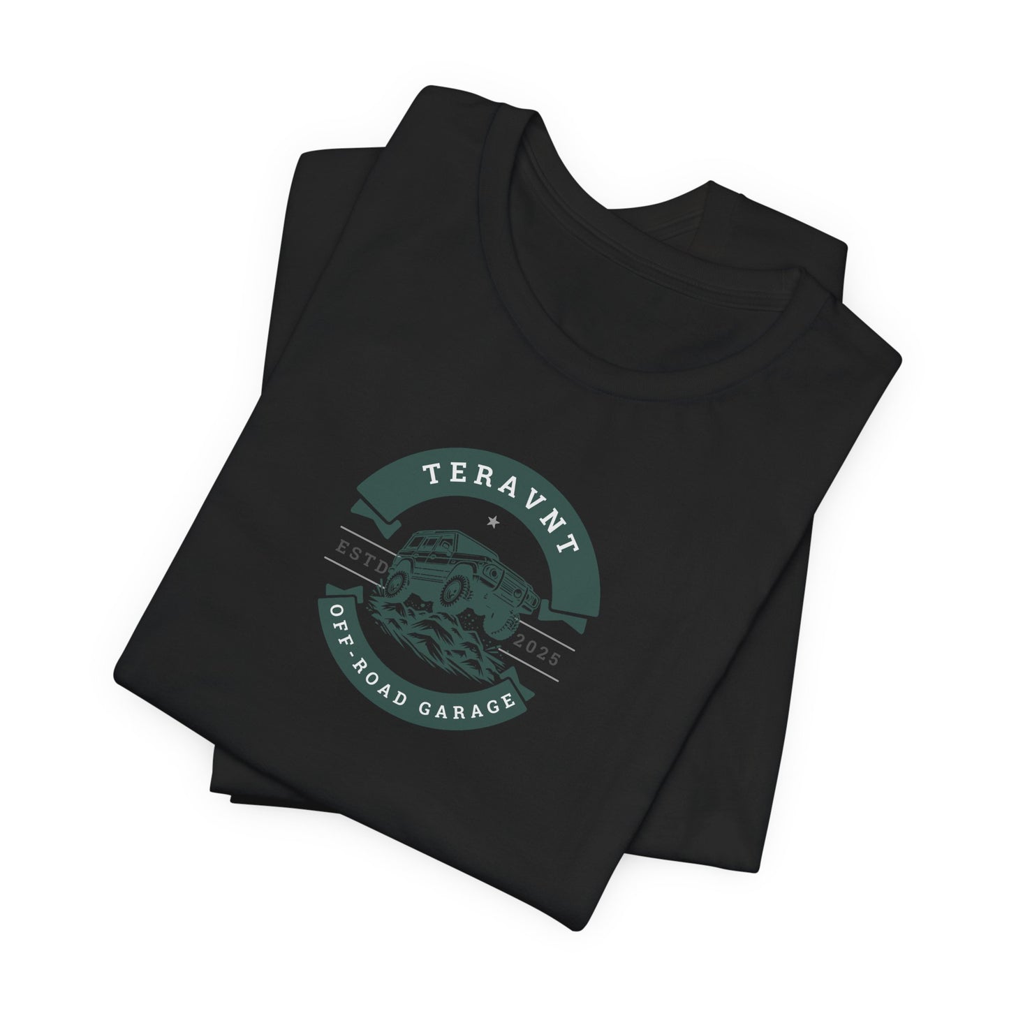 Off-Road Garage. Black W/Teal T-Shirt by Teravnt.