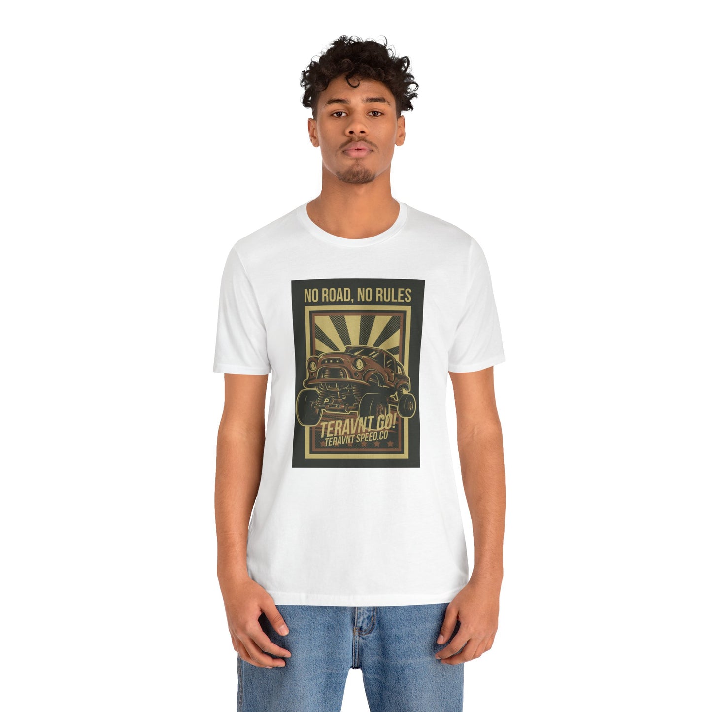 Copy of Off-Road Garage. White W/Teal T-Shirt by Teravnt.