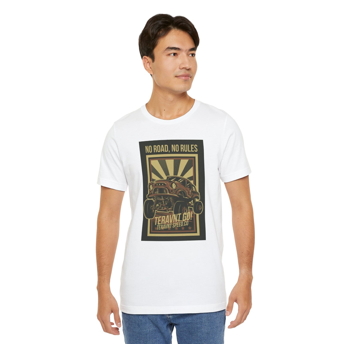 Copy of Off-Road Garage. White W/Teal T-Shirt by Teravnt.