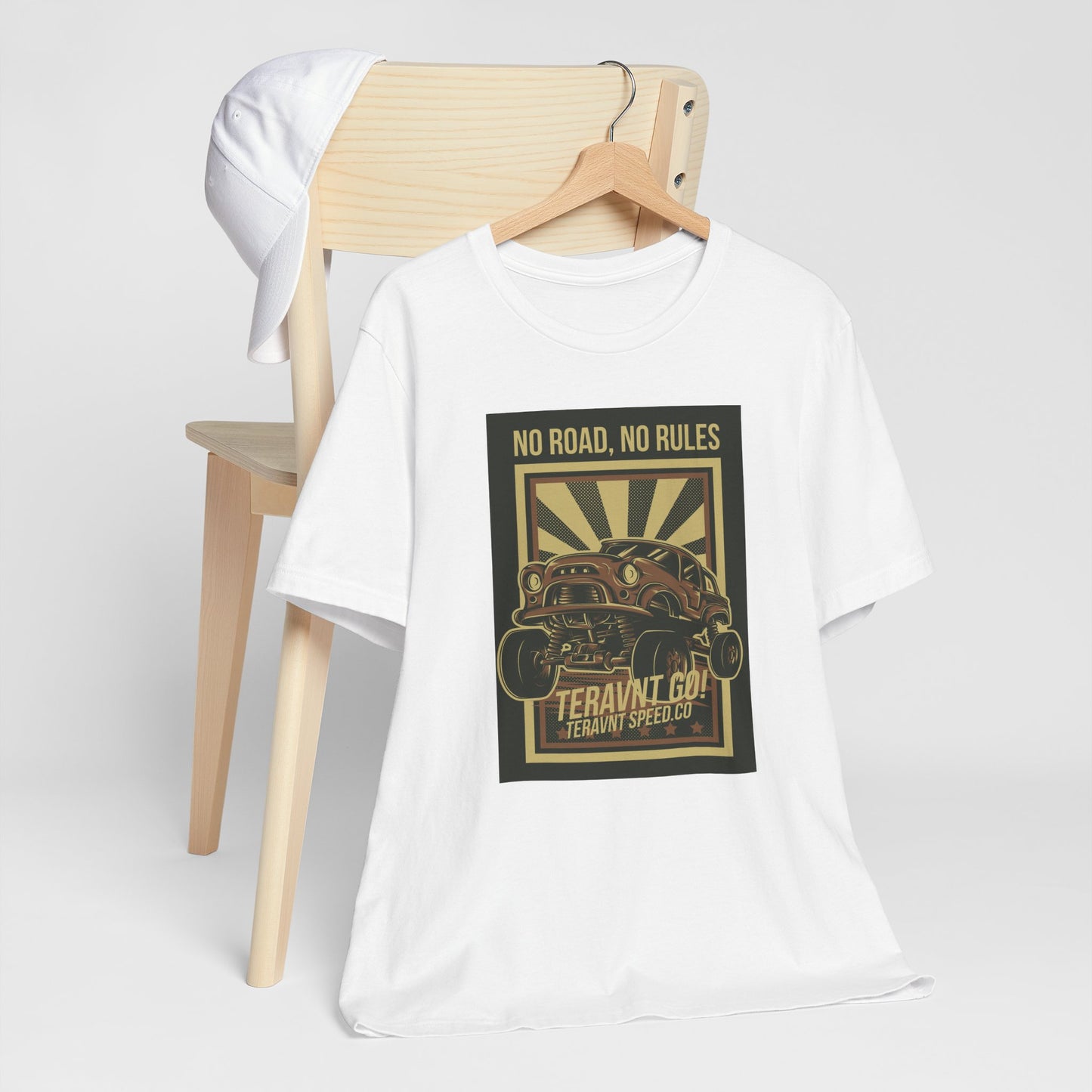 Copy of Off-Road Garage. White W/Teal T-Shirt by Teravnt.