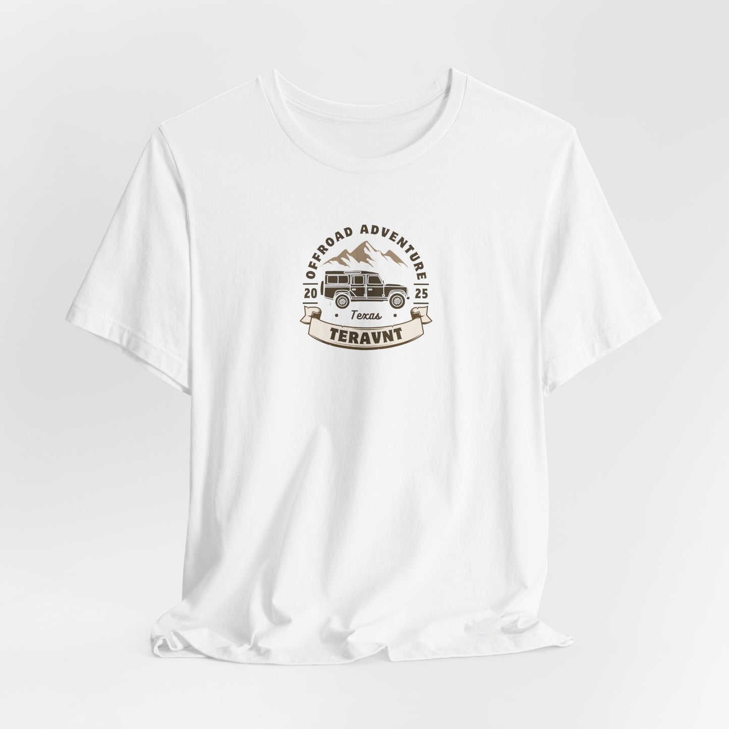 Adventure. White W/Tan T-Shirt by Teravnt.