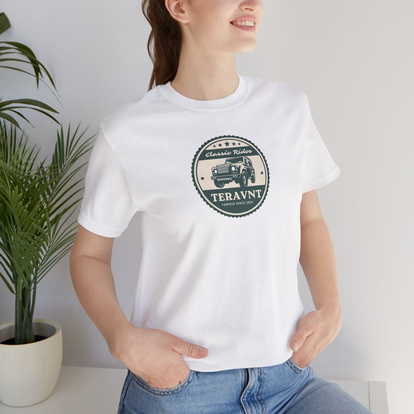 Classic Rider.  White W/Teal T-Shirt by Teravnt.