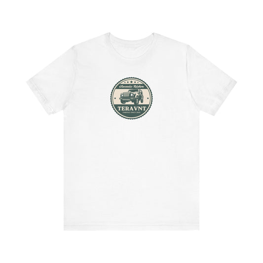 Classic Rider.  White W/Teal T-Shirt by Teravnt.