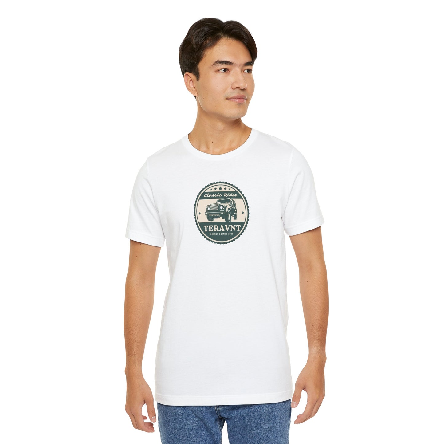 Classic Rider.  White W/Teal T-Shirt by Teravnt.