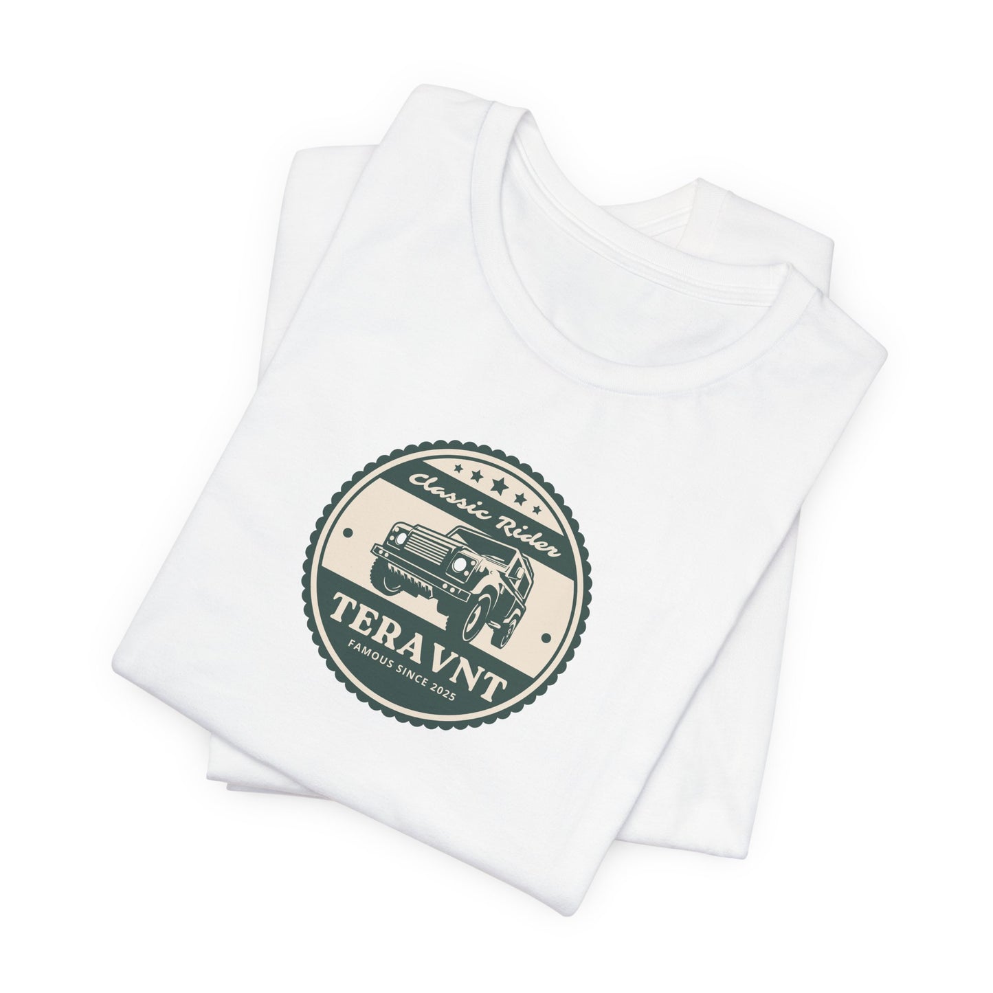 Classic Rider.  White W/Teal T-Shirt by Teravnt.