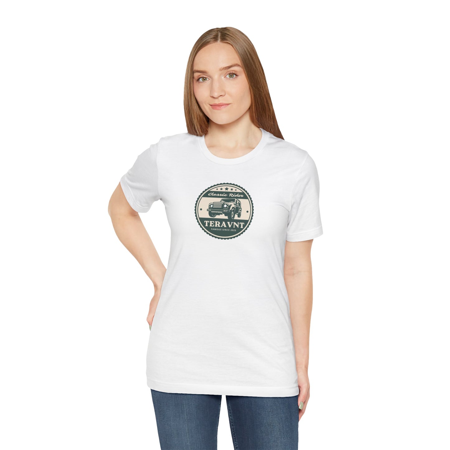 Classic Rider.  White W/Teal T-Shirt by Teravnt.