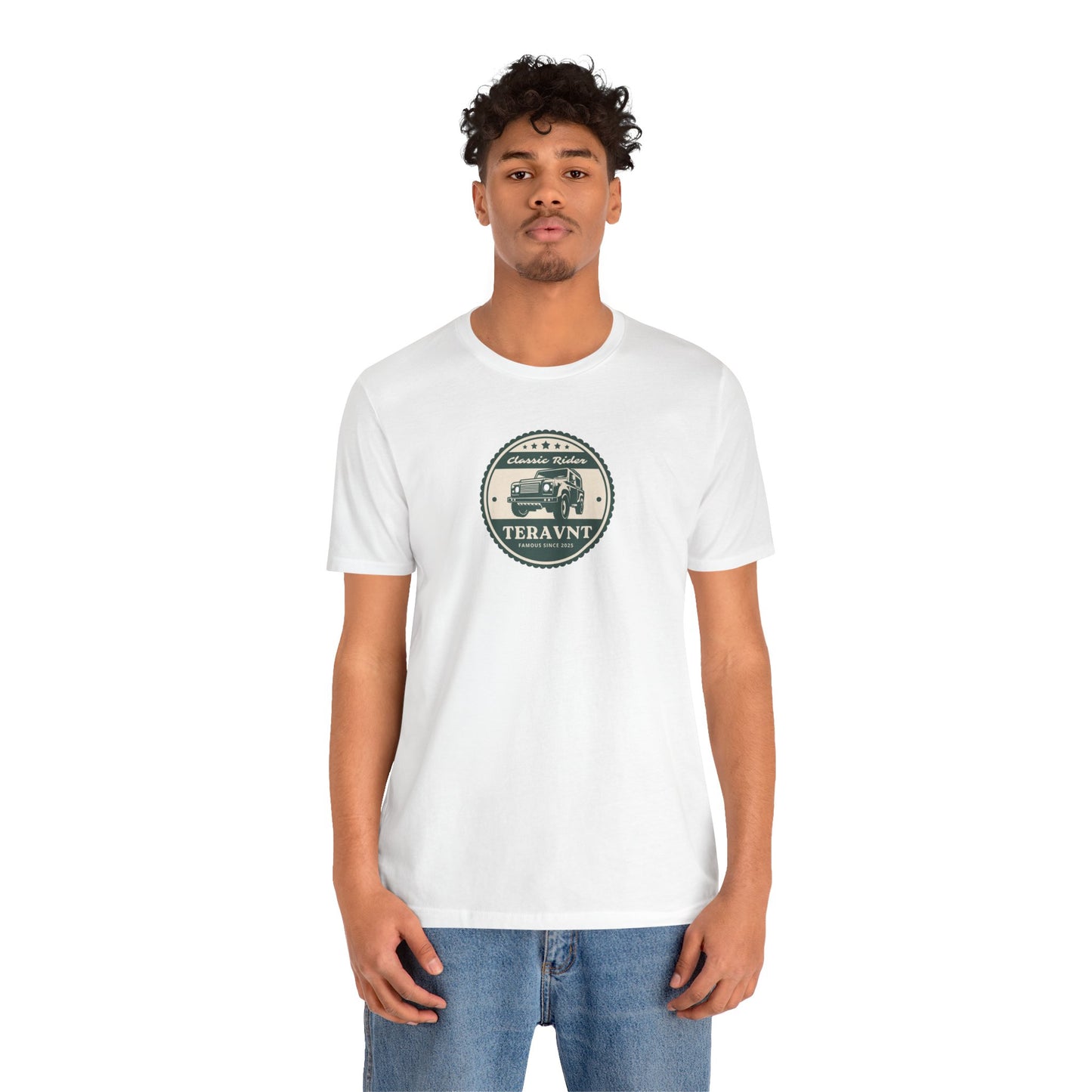 Classic Rider.  White W/Teal T-Shirt by Teravnt.