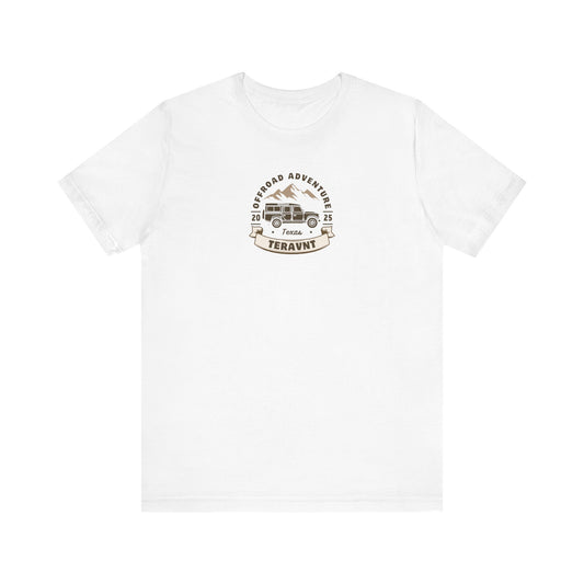 Adventure.  White W/Tan T-Shirt by Teravnt.