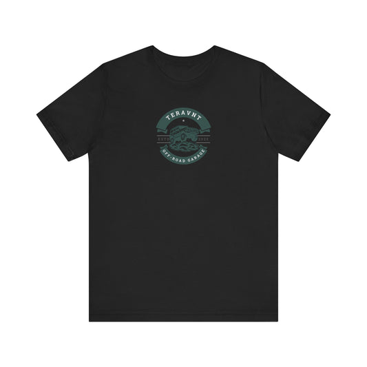 Off-Road Garage. Black W/Teal T-Shirt by Teravnt.